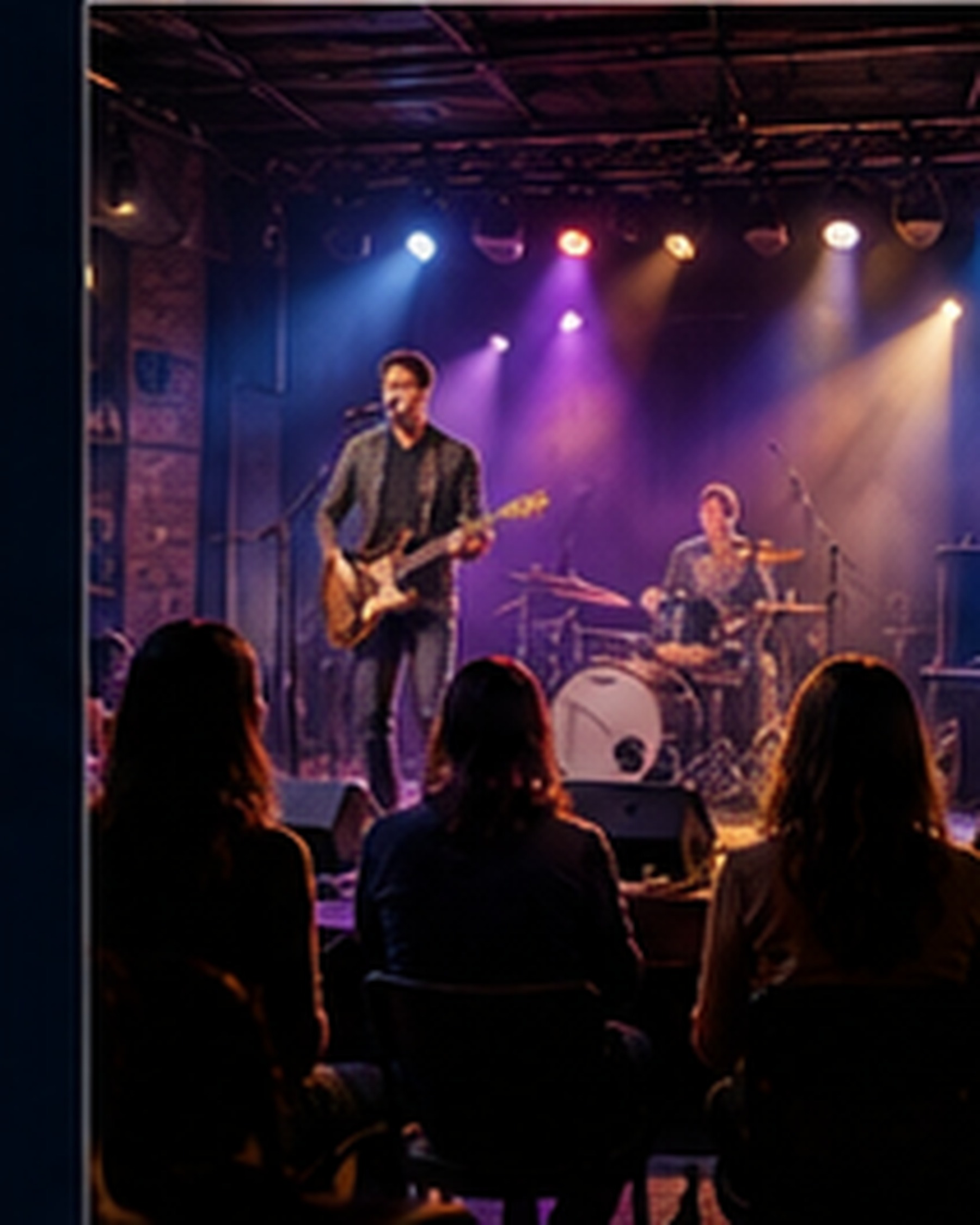 Live entertainment venue with stage lights and audience representing venue review growth