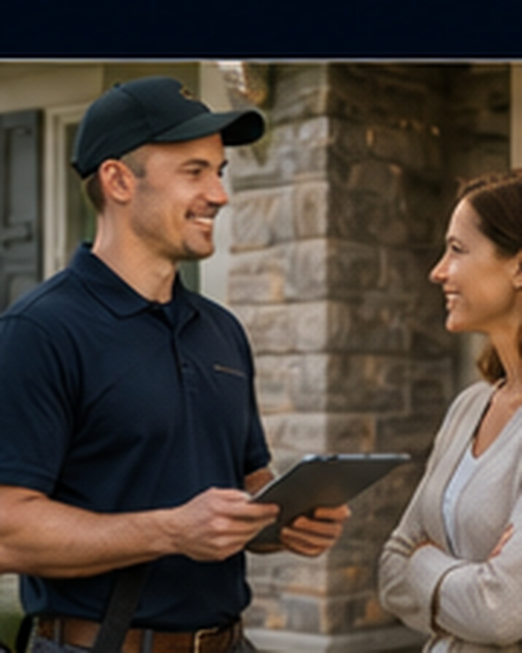 Home service professional with homeowner representing home service review growth